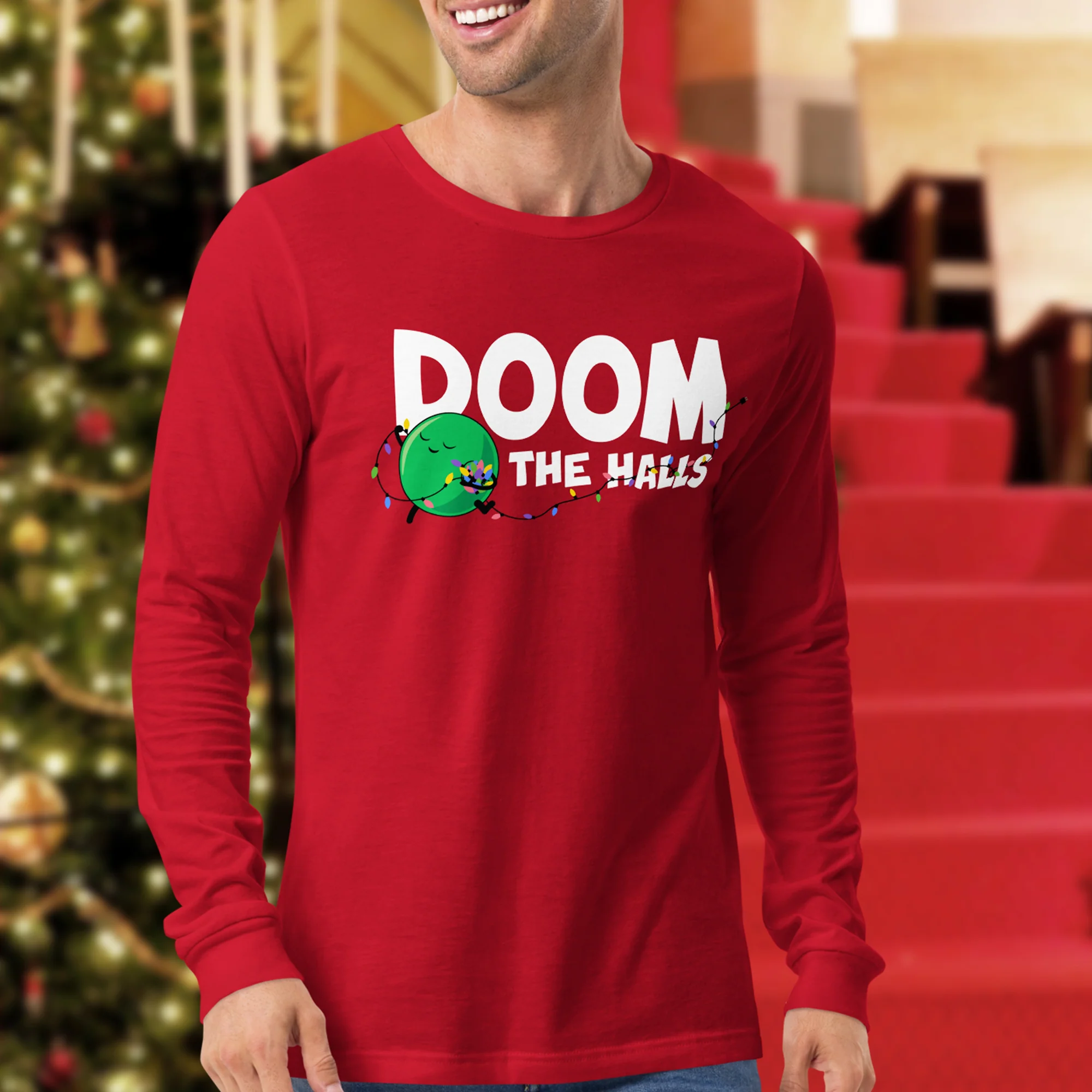 Doom The Halls Adult Unisex Long Sleeve Tee - Image 2