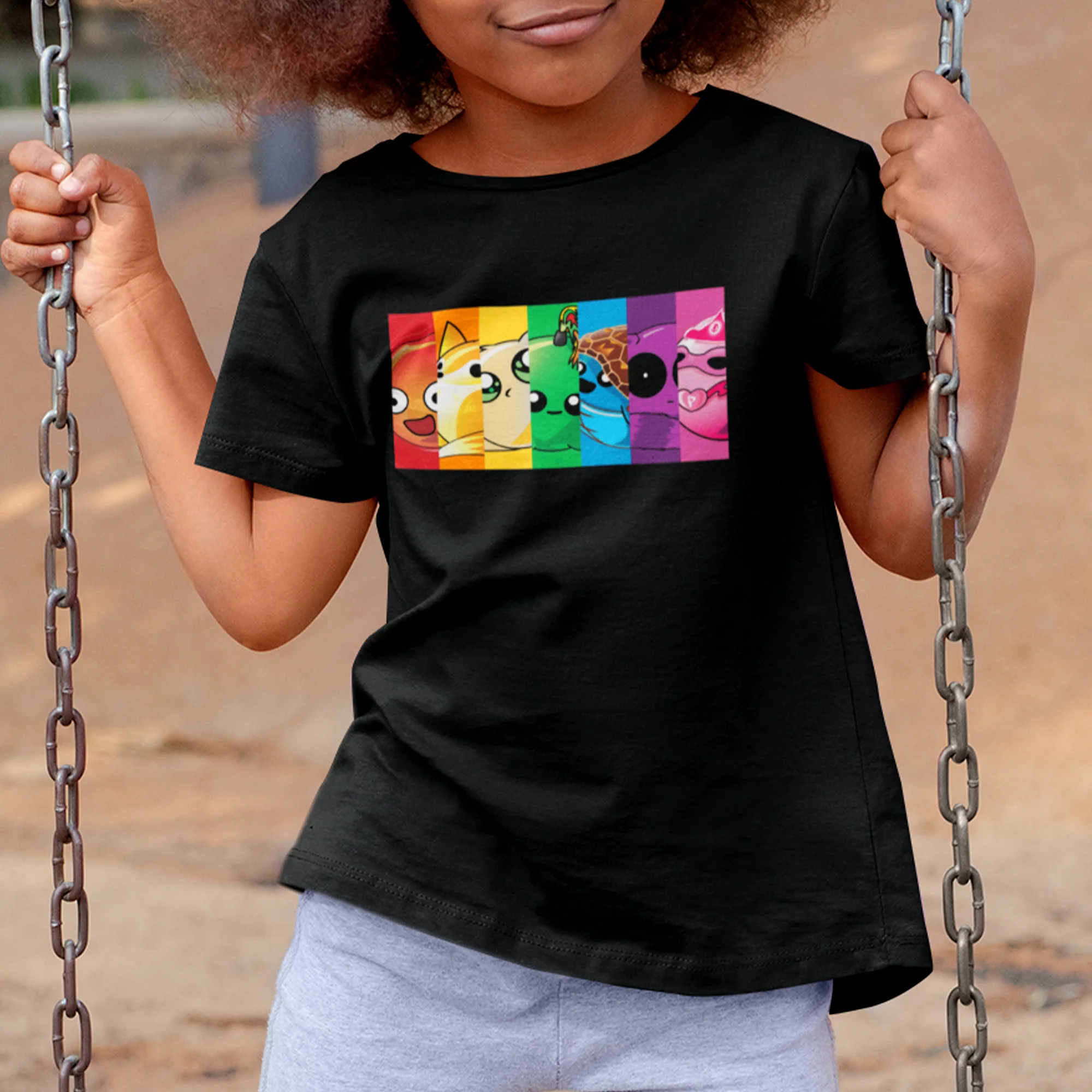 Rainbow Character Block Kids Tee - Image 2